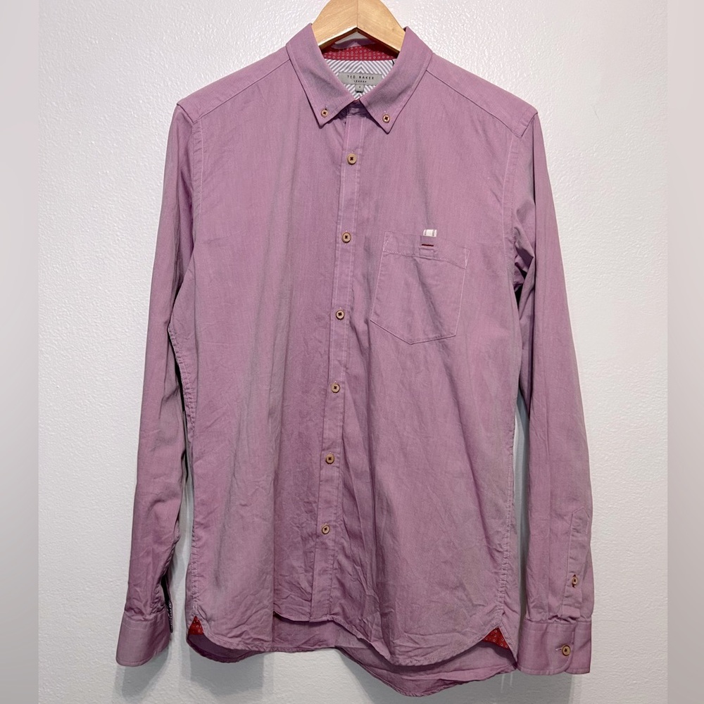 Ted Baker London Size 4 Men’s Casual Long Sleeve Button Down Burgundy